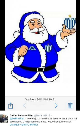 Recado de Delfim Peixoto em seu twitter