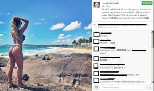 De biquíni, Renata D'Ávila, ex-BBB, lembra time do coração em viagem ao Nordeste: 