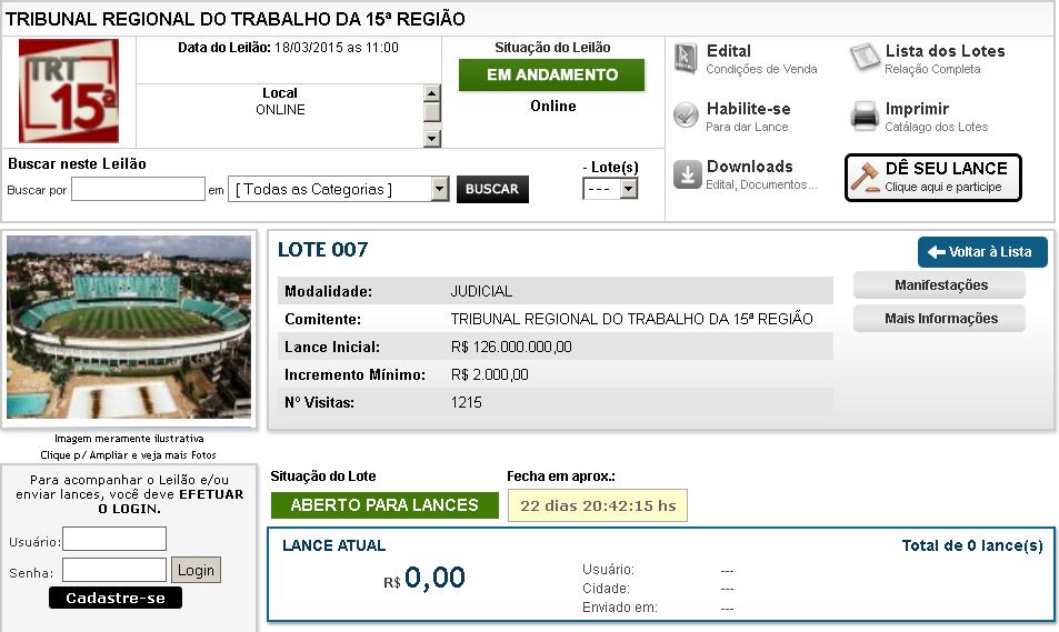 Brinco de Ouro está sendo leiloado - Reprodução