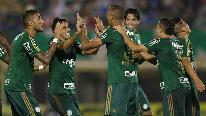 Rafael Marques, Robinho, Vítor Hugo e Gabriel comemoram gol do Palmeiras - César Grecco/Ag.Palmeiras 