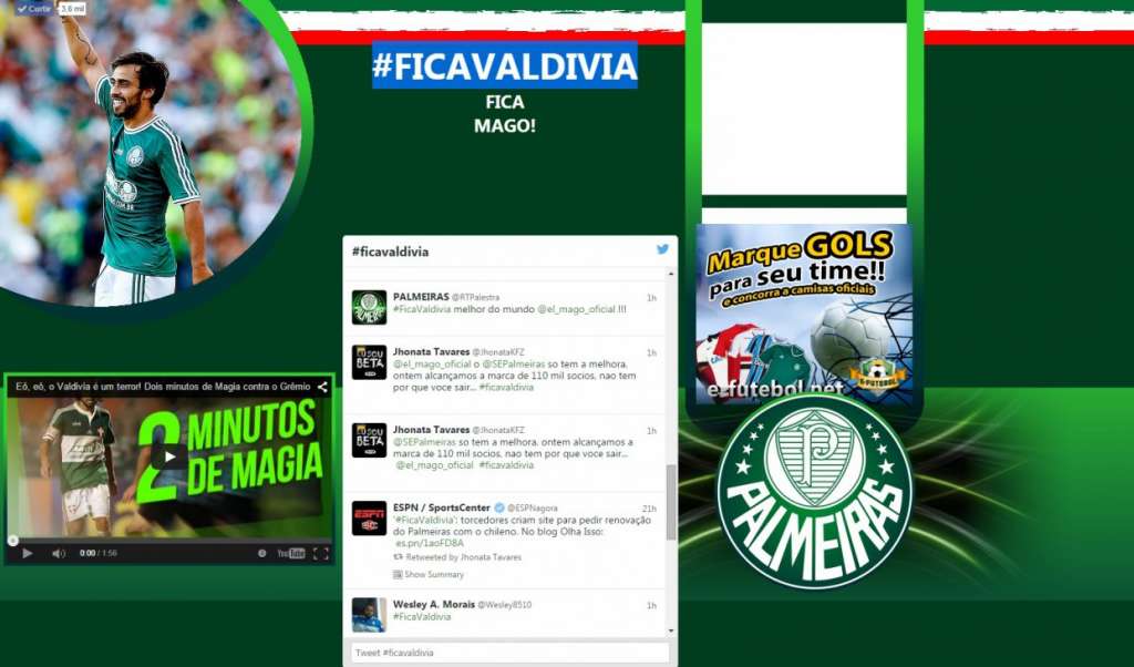 Torcida se une para pedir permanência de Valdivia