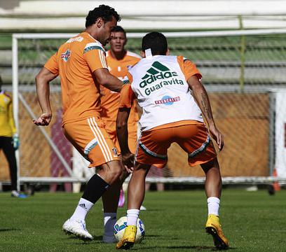 Fred voltou a treinar após desfalcar o Fluminense contra o Goiás, lesionado. - Divulgação