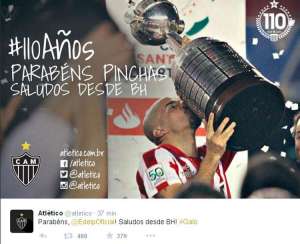 Atlético-MG parabeniza Estudiantes pelos 110 anos e provoca o Cruzeiro