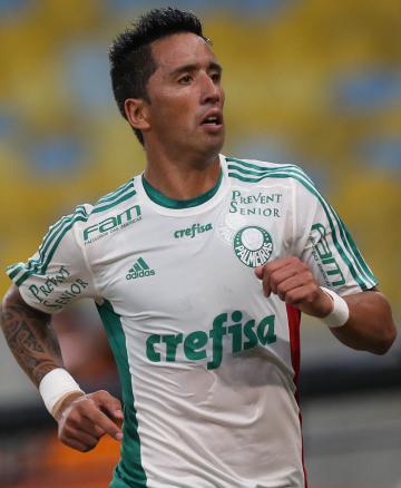 O Argentino naturalizado paraguaio Lucas Barrios pintou e bordou na defesa do Fluminense. - palmeiras.com.br