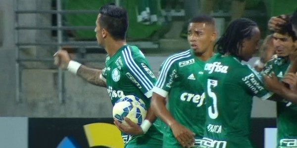 Barrios comemora o gol que valeu o empate para o Verdão, contra o Cruzeiro, na Arena Palmeiras - Divulgação