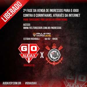 Paulistão: Osasco Audax abre 2ª etapa da venda de ingressos para jogo contra Corinthians