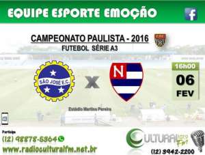 Rádio Cultural FM acompanha São José X Nacional neste sábado