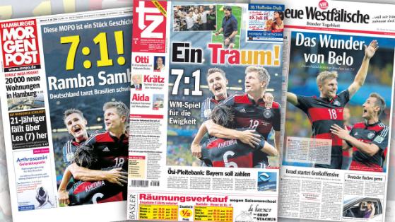 Jornais da Alemanha destacam goleada por 7 a 1