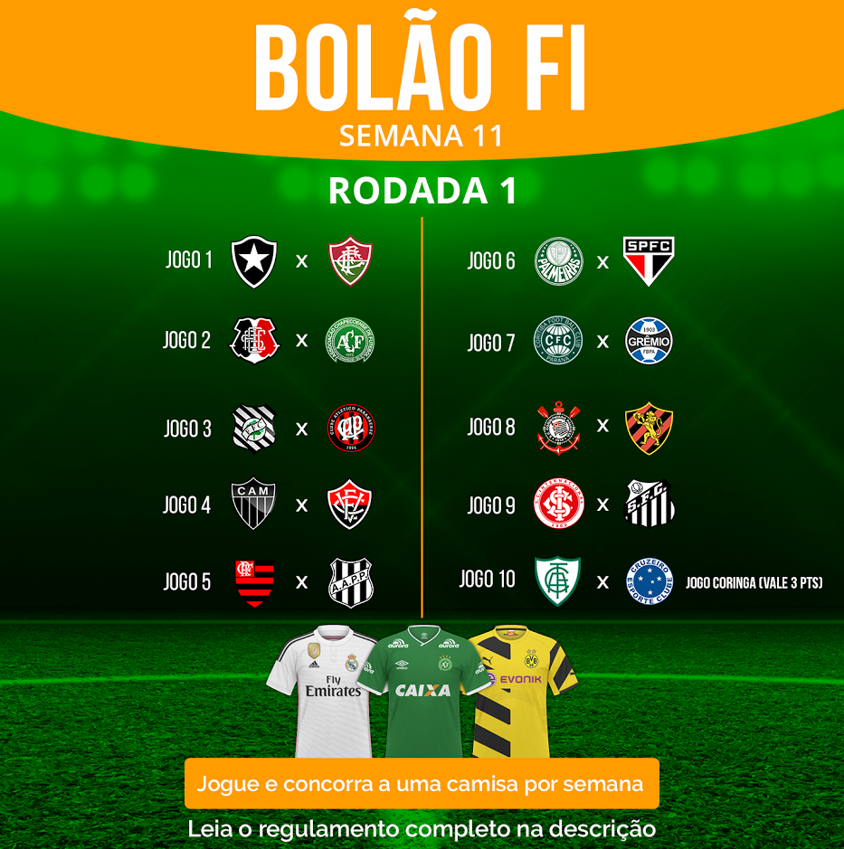 Bolão FI: As apostas da 11ª semana começam nessa terça, venha participar