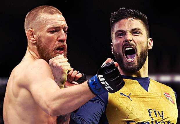 Inglês: Giroud, atacante do Arsenal, desafia McGregor, campeão do UFC