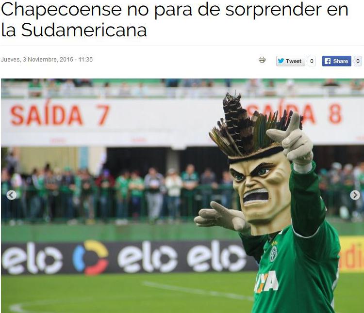 Conmebol exalta Chapecoense: 'Não para de surpreender' - Reprodução/Conmebol