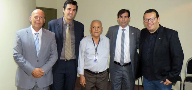 Da esquerda para a direita estão Alécio Gamberini, José Henrique de Carvalho, Jorge Abicalan, Márcio Vérri Brandão e Luciano Luiz, representando a ACEISP no Congresso Técnico da Capital. - Divulgação