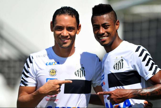 Ricardo Oliveira e Bruno Henrique treinaram no Santos (Foto: Ivan Storti/Santos FC)