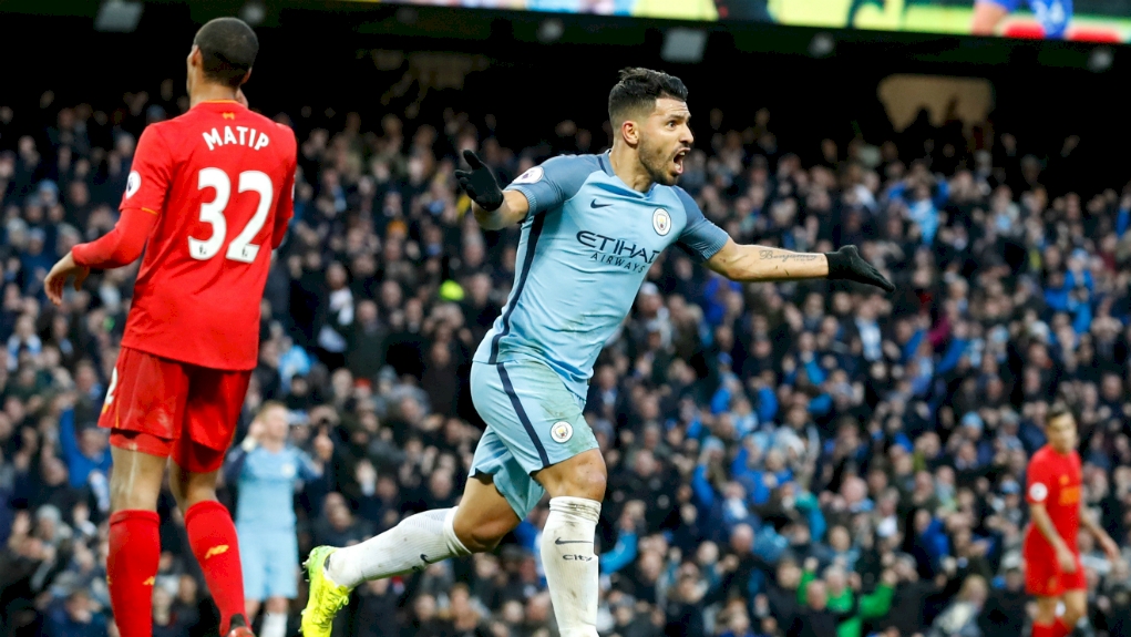 Aguero marcou o gol que garantiu o empate ao Manchester City contra o Liverpool
