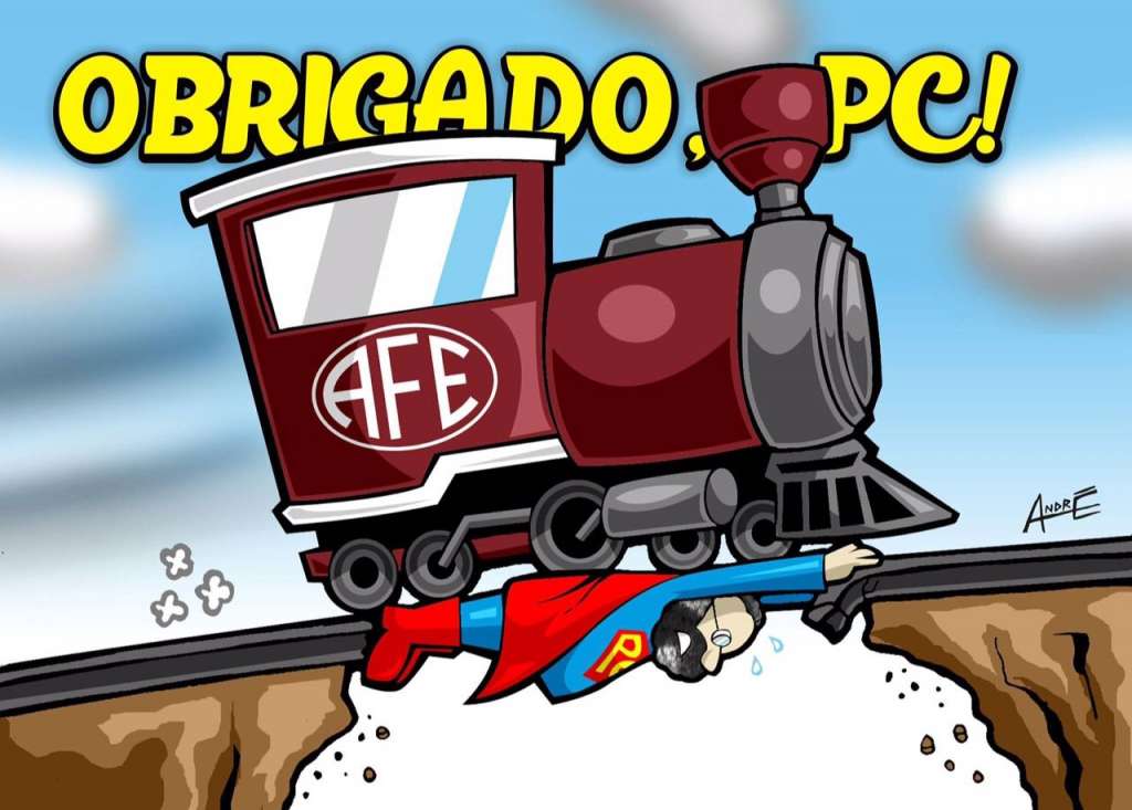 Detalhe: André de Souza fez um charge que retrata bem a passagem de PC Oliveira