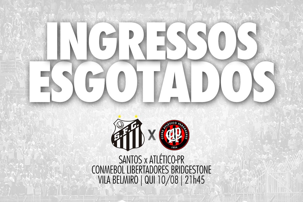 Libertadores: Santos anuncia esgotamento de ingressos para jogo contra Atlético-PR