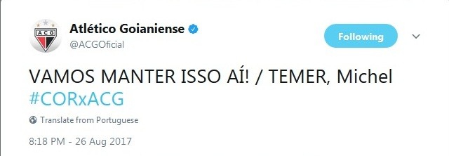 Twitter do Atlético-GO pira e comemora muita a vitória sobre o Corinthians 5 0002050263461 img