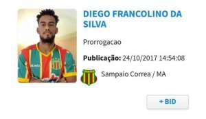 Presidente do Sampaio critica postura do Atlético-GO com Diego Silva