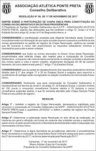 Chapa Renovação tem registro indeferido em eleição da Ponte Preta