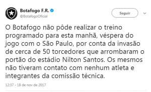 Torcedores invadem o gramado do Engenhão, e Botafogo cancela treinamento