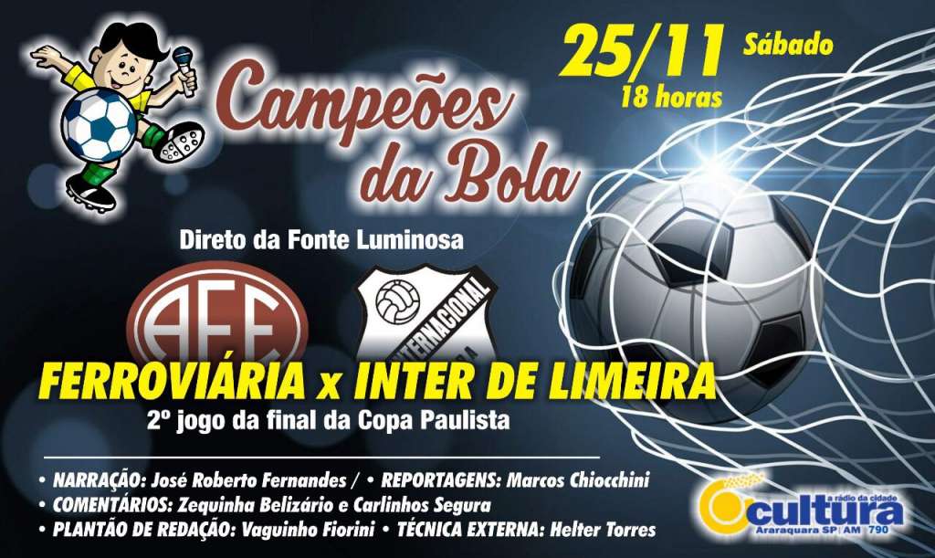 A partida terá transmissão da Rádio Cultura de Araraquara