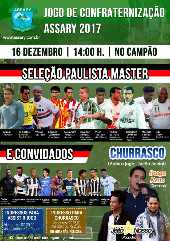 Em prol da solidariedade, astros do futebol brasileiro fazem amistoso em Votuporanga