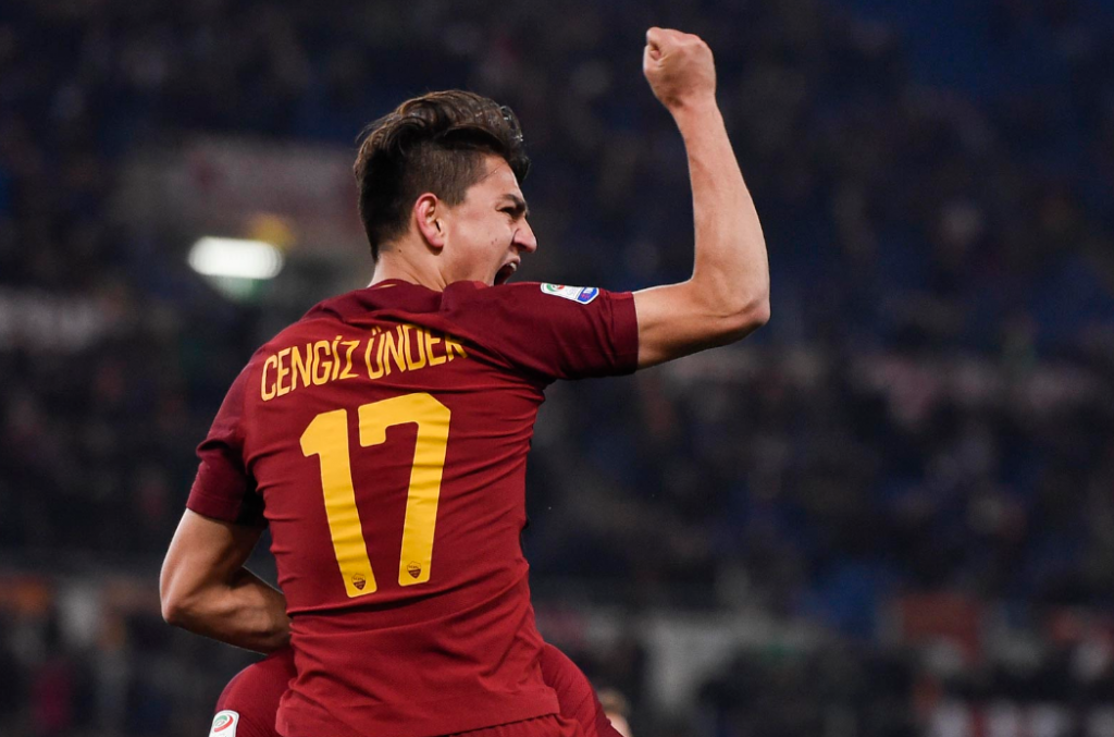 Under marcou dois gols na vitória da Roma pelo Campeonato Italiano