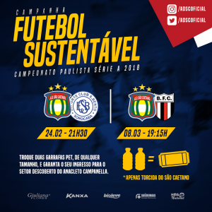 Paulistão: São Caetano terá Futebol Sustentável nos jogos contra São Bento e Botafogo