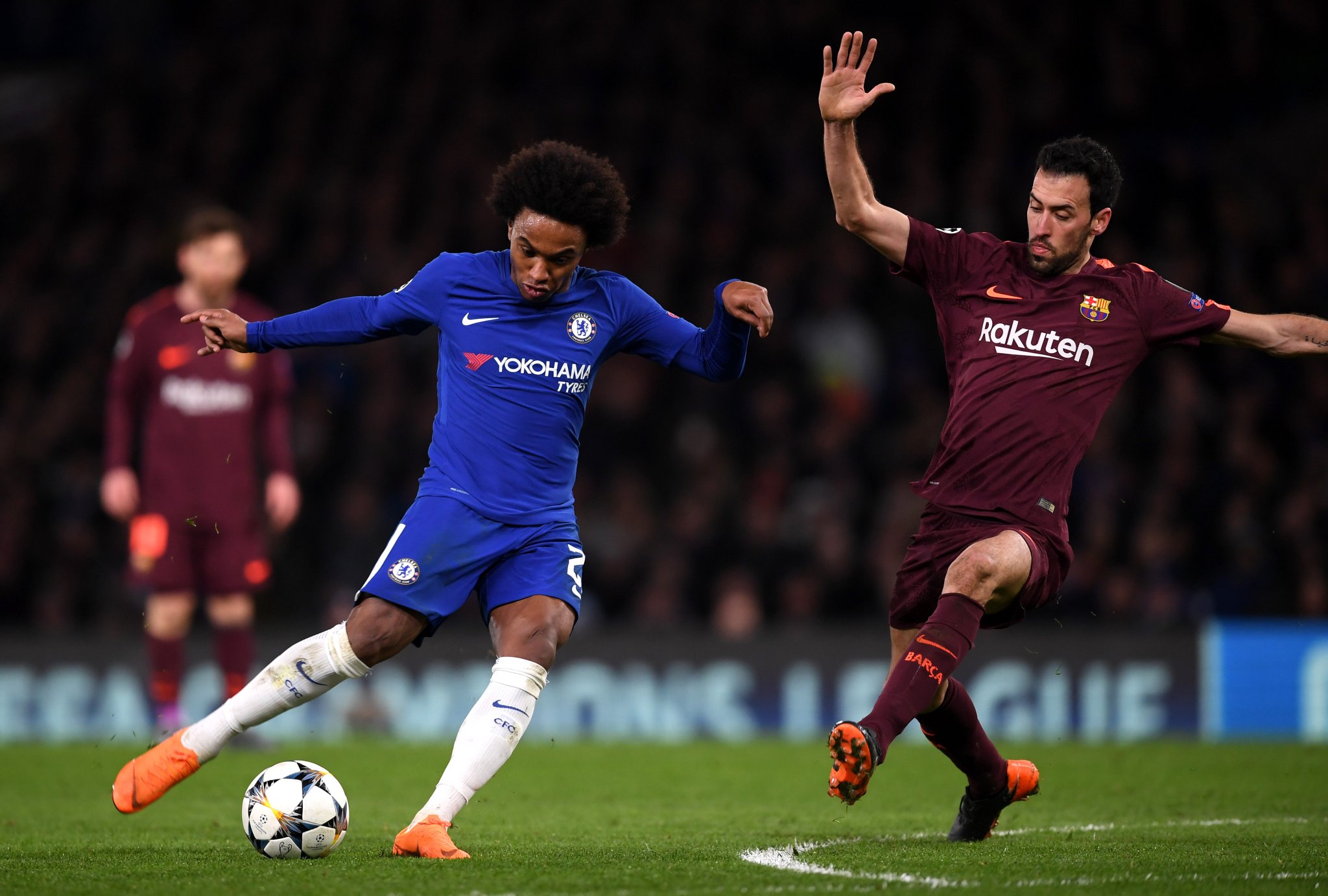 LIGA DOS CAMPEÕES: Willian brilha, mas Messi desencanta e Chelsea e Barcelona empatam