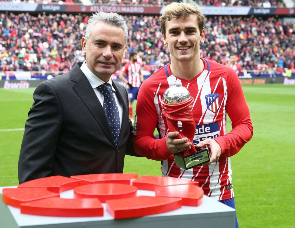 Griezmann recebeu o prêmio de melhor jogador da La Liga do mês de fevereiro.