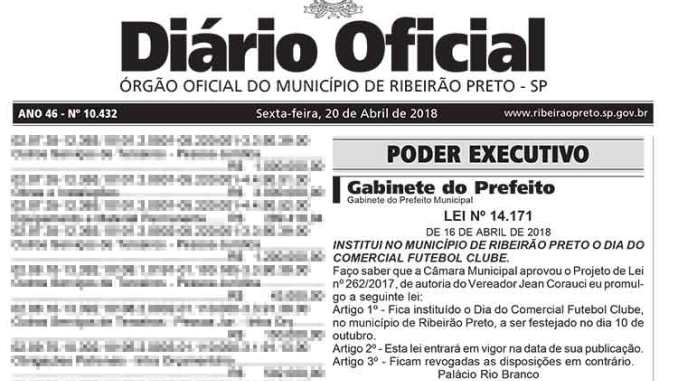 Segundona: Ribeirão Preto aprova projeto de lei que institui ‘Dia do Comercial FC’