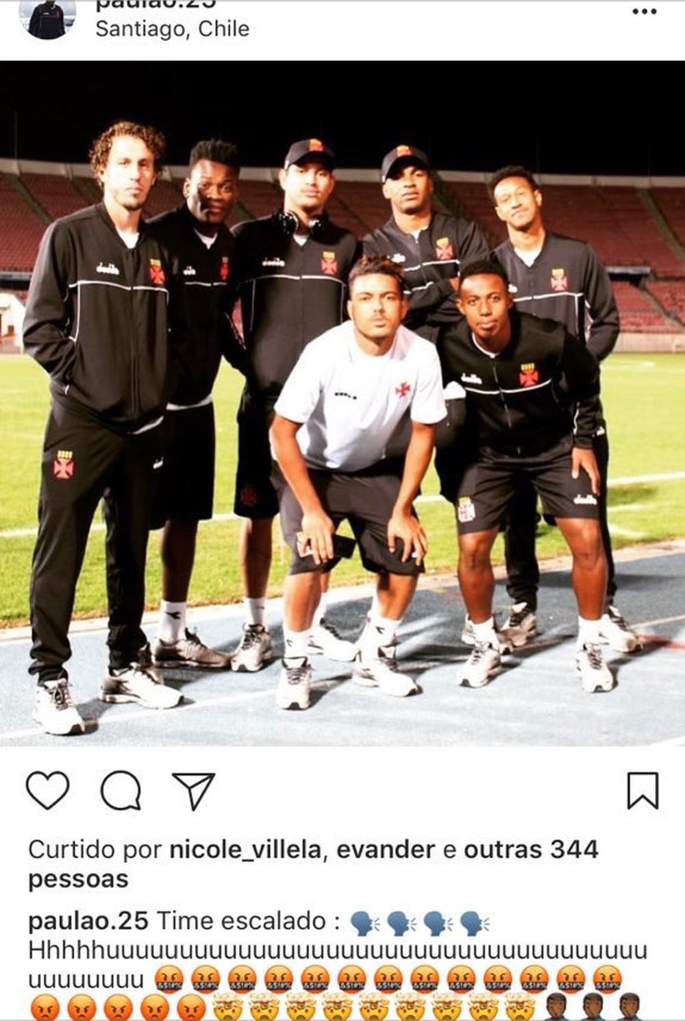 Criticados, jogadores do Vasco postam foto polêmica no Instagram: “Uuuuuuuu”