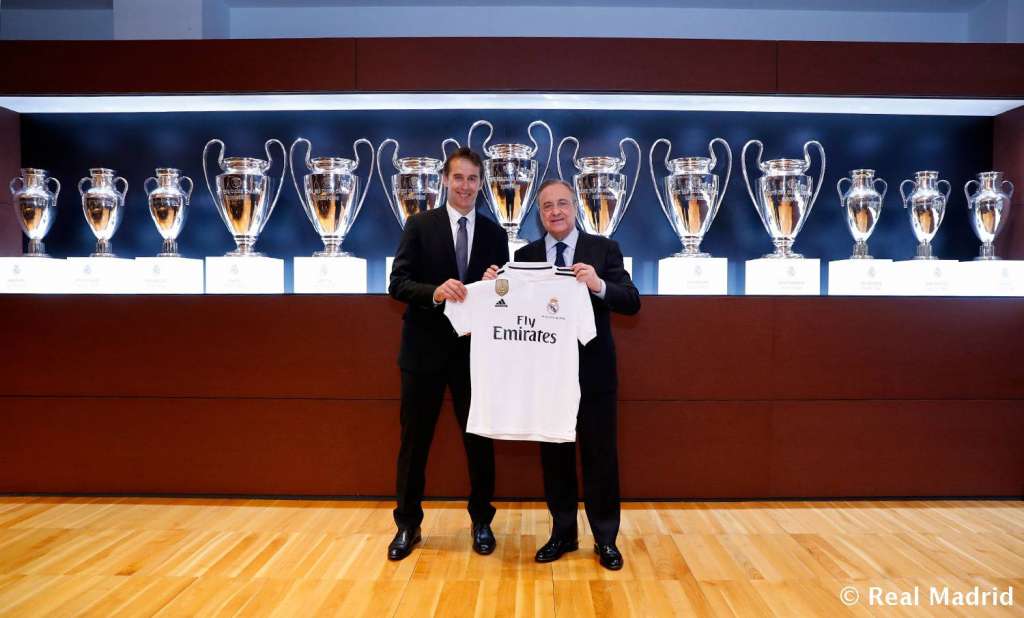 O técnico Julen Lopetegui foi apresentado como novo treinador do Real Madrid pelo presidente Florentino Pérez