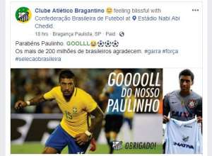Responsável por 'resgatar' Paulinho, Bragantino exalta gol contra a Sérvia