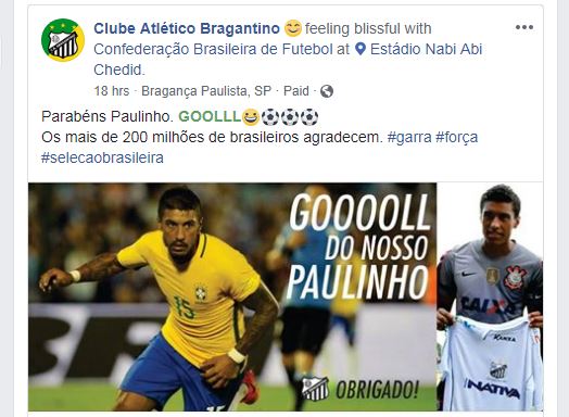 Responsável por ‘resgatar’ Paulinho, Bragantino exalta gol contra a Sérvia