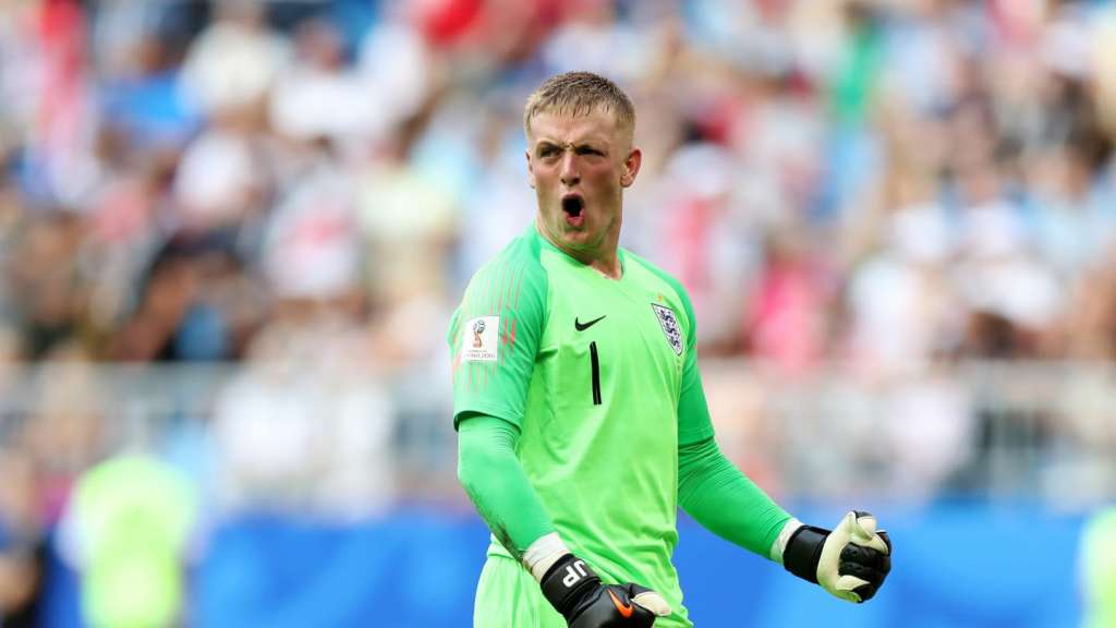 O goleiro Jordan Pickford foi eleito o melhor em campo na vitória da Inglaterra sobre a Suécia