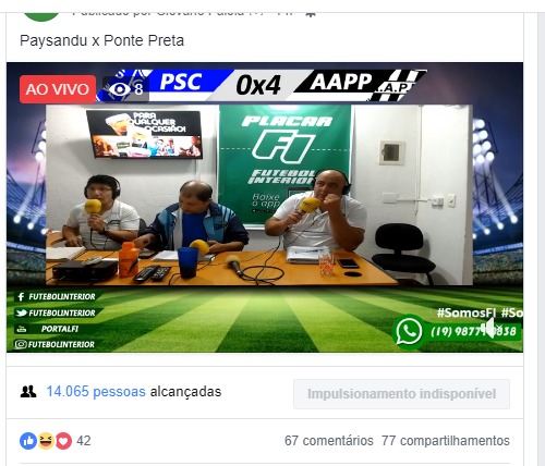 Rádio Futebol Interior dá goleada de audiência em Paysandu 0 x 4 Ponte Preta