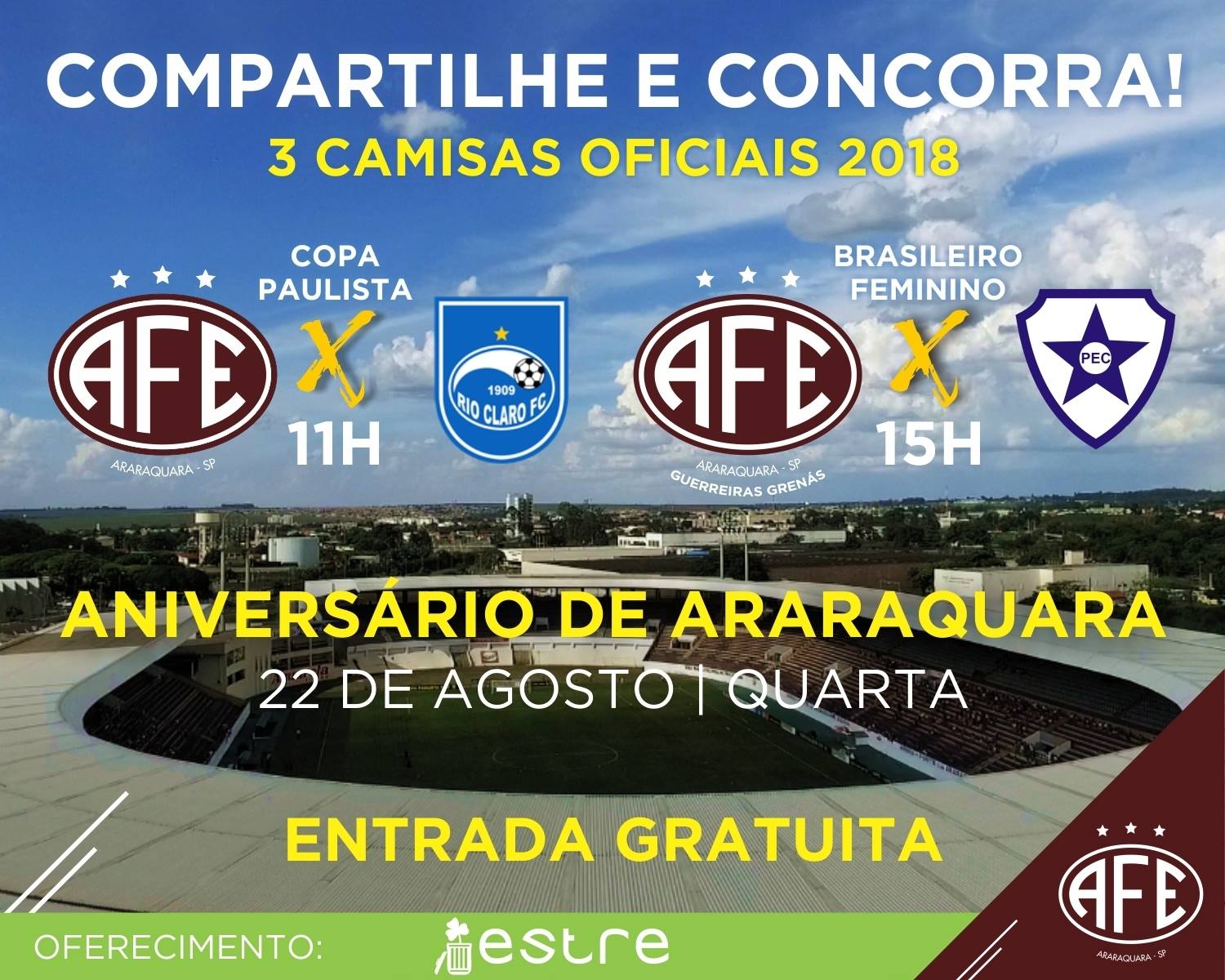 Copa Paulista: Com entrada gratuita, Ferroviária recebe Rio Claro