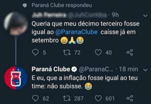 Torcedora do Coritiba brinca com rebaixamento do Paraná e toma invertida no Twitter