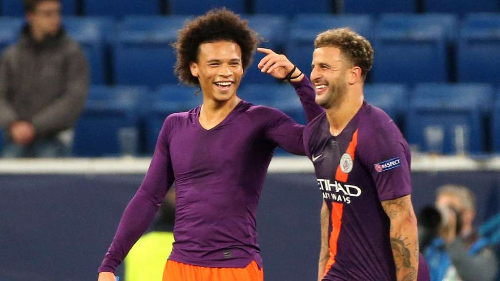 Sané, a esquerda, foi um dos destaques da partida (foto: Divulgação/ Manchester City)