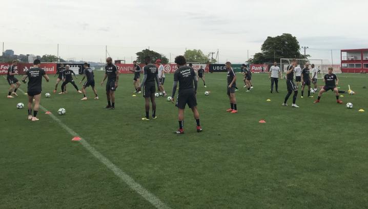 O restante do elenco trabalhou no gramado do CT (Foto: Divulgação/SC Internacional)