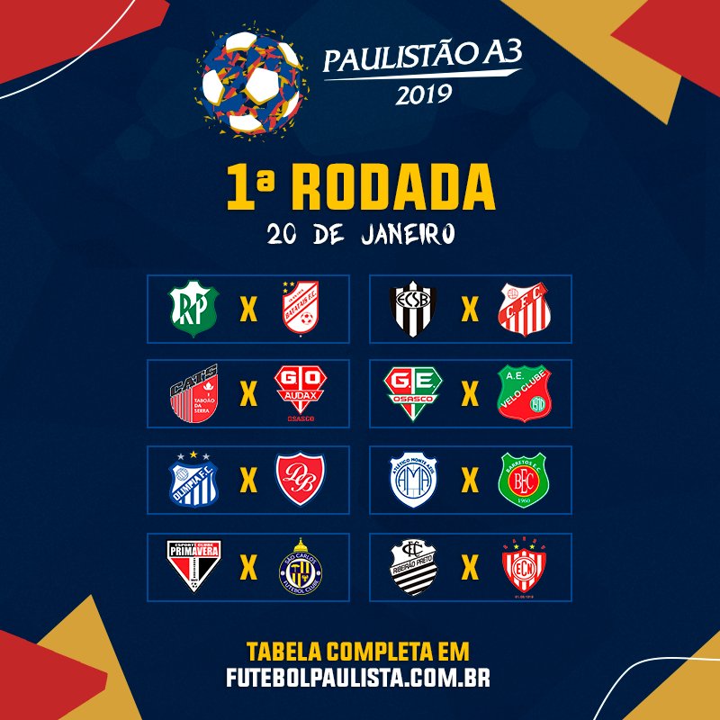 Paulista A3: Com Comercial x Noroeste na estreia, FPF divulga tabela