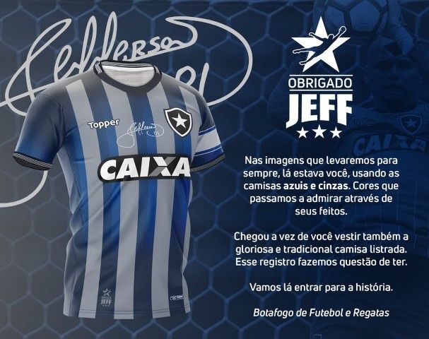 Topper lança camisa especial em homenagem ao goleiro Jefferson do Botafogo