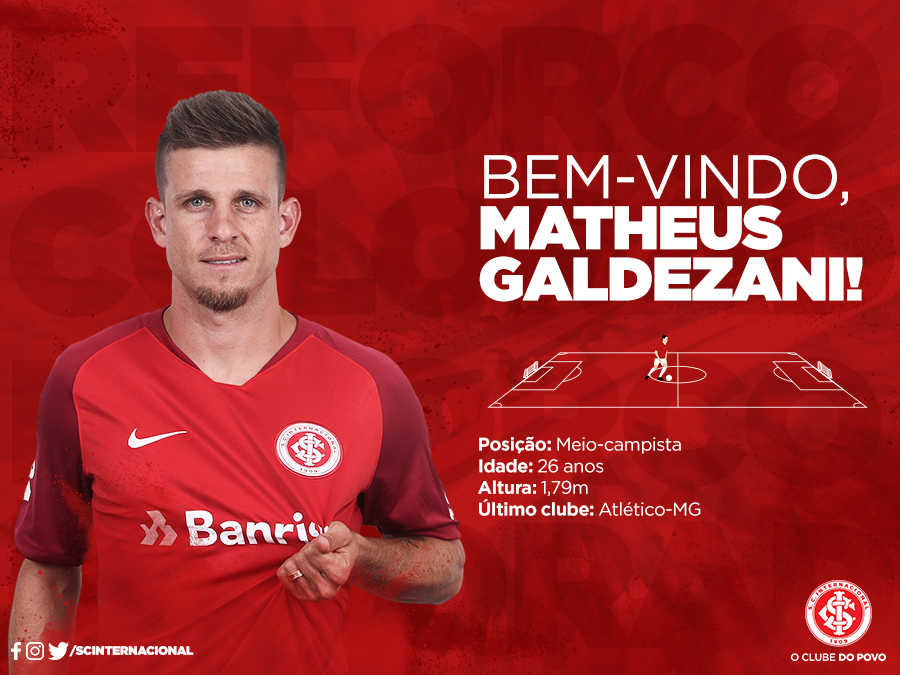 Gaúcho: Inter anuncia contratação do volante Matheus Galdezani por empréstimo