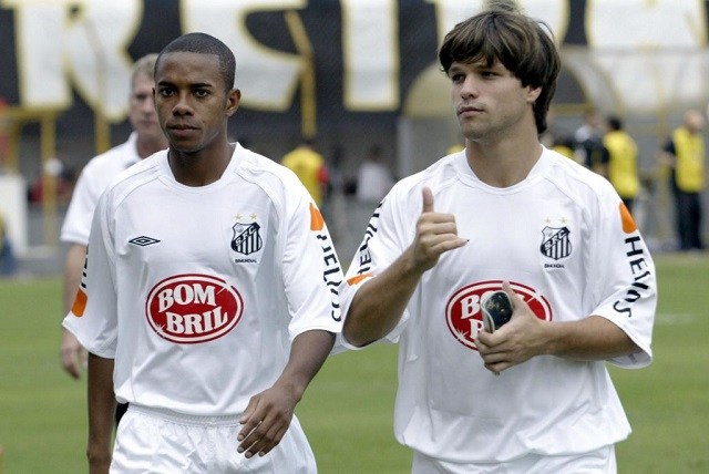 Robinho e Diego, no Santos de 2002