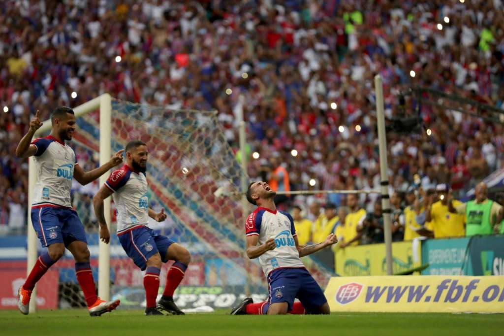 Gilberto comemora gol marcado sobre o Bahia de Feira (Foto: Divulgação/EC Bahia) - Divulgação/EC Bahia