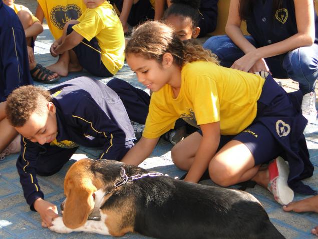 Canil da GMC apresenta número com cães a crianças atendidas pela LBV