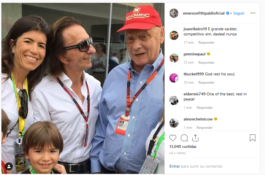 F1: Rival nas pistas, Emerson Fittipaldi lamenta morte de Lauda: ‘Foi um Gladiador’
