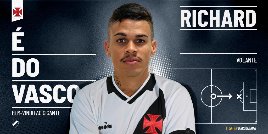 Vasco se acerta com o Corinthians e anuncia o volante Richard por empréstimo