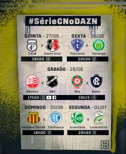 DAZN terá transmissão de seis jogos da Série C entre quinta e segunda-feira